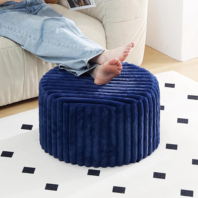 Striped Round Navy Blue