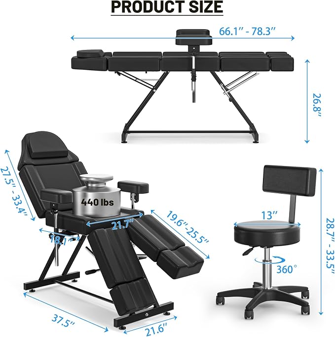 Tattoo Chair No Wheels/Stool With Backrest
