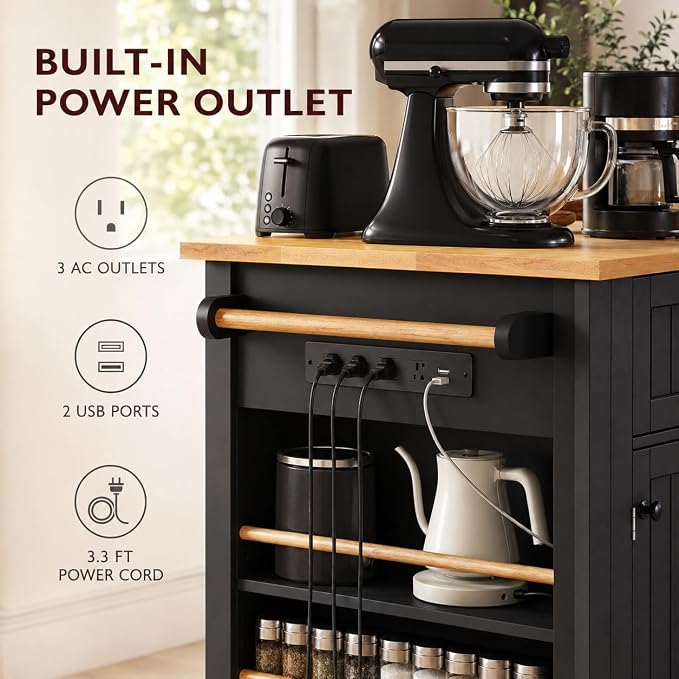 Single Kitchen Island - Black - Mdf (Two Packages)