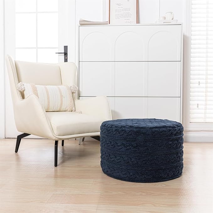 Navy Blue Pouf With Filler