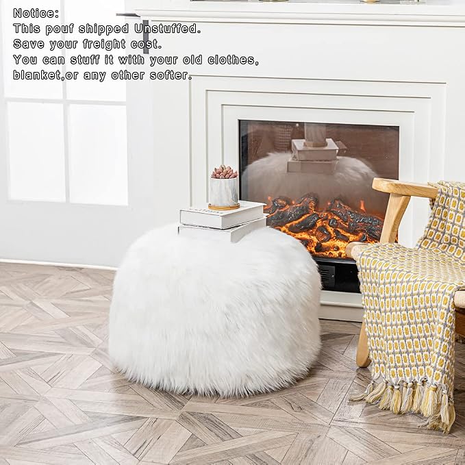 White Pouf Cover No Filler