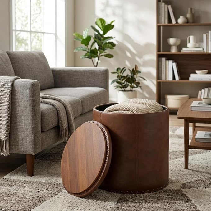 Brown Leather With Tray Lid