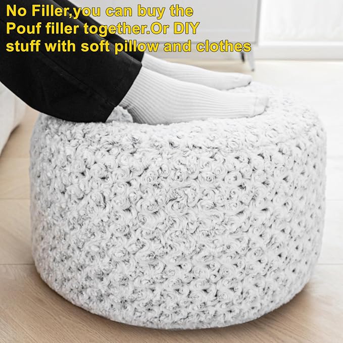 Snow Gray Pouf Cover No Filler