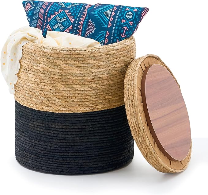 Storage -14inch Natural Cattail & Black Corn Shell