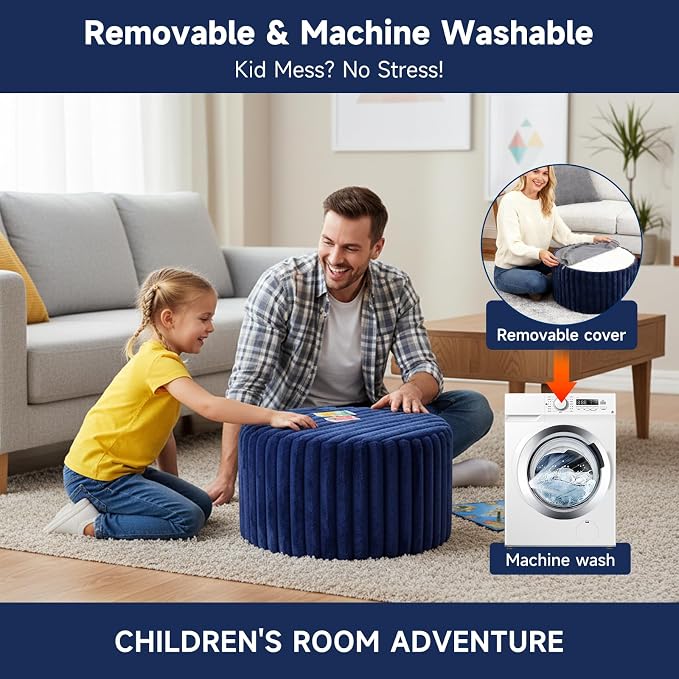 Striped Round Navy Blue