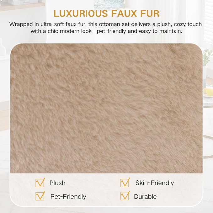 2-piece Faux Fur Oatmeal