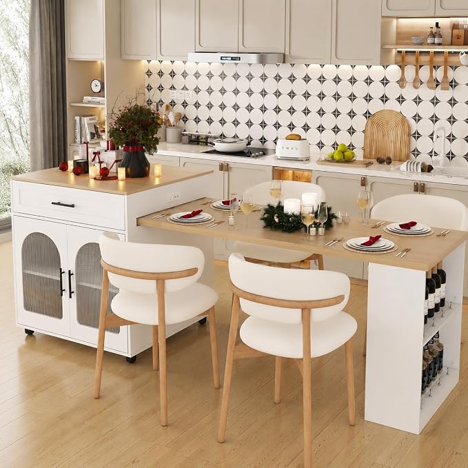 White Cabinet + Solid Wood Grain Top