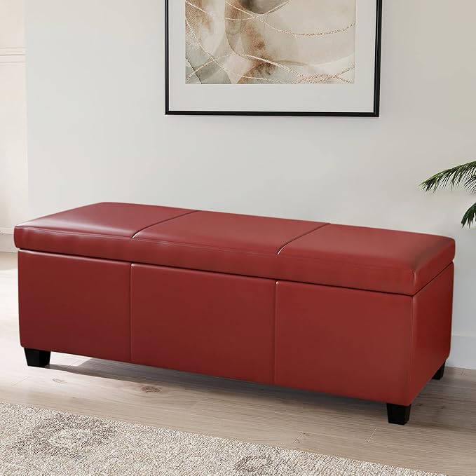 Red/ Faux Leather