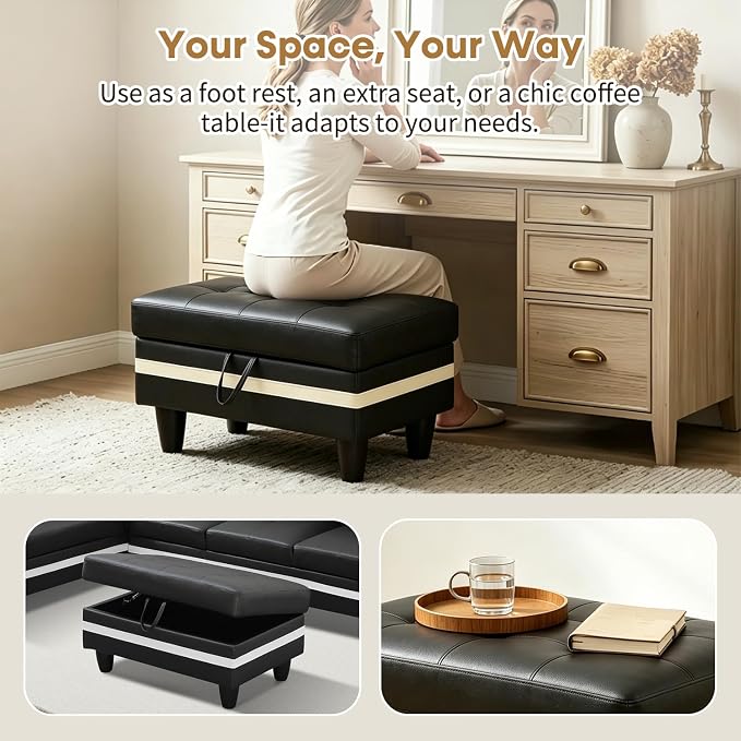 Black Stripe Leather