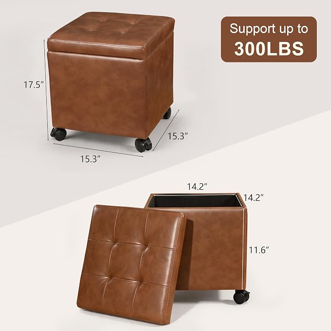 Faux Leather-caramel Brown With Wheels&tray