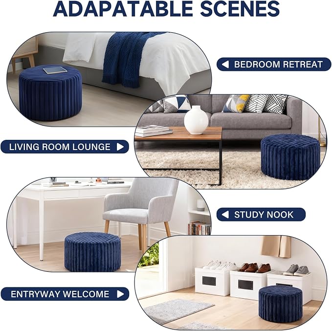 Striped Round Navy Blue