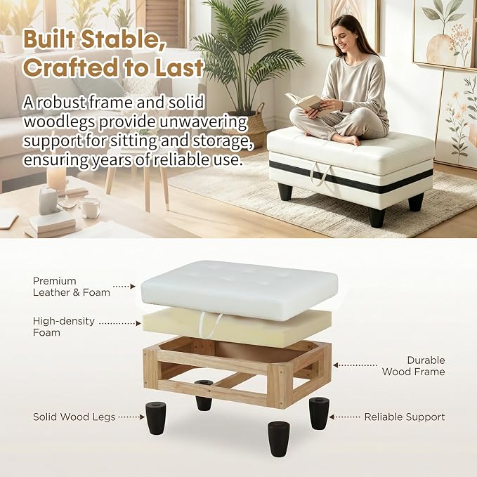 Cream Stripe Leather
