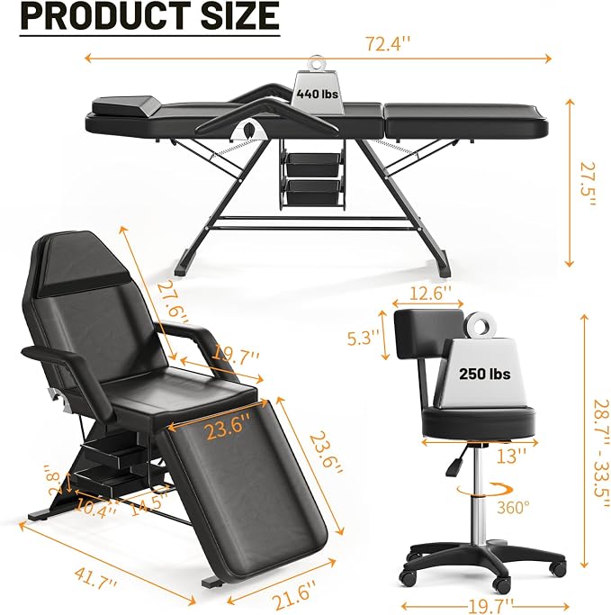 Black Tattoo Basics Chair&stool With Backrest