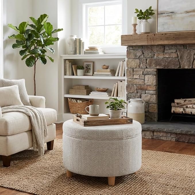 Cream Chevron Woven