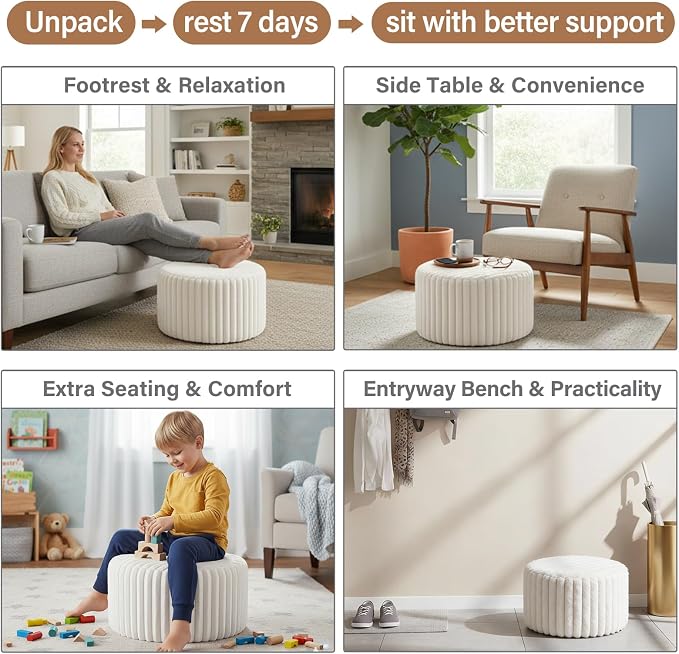Striped Round Beige