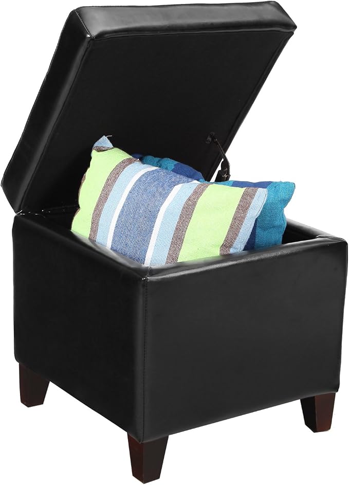 Leather Black With Wood Legs