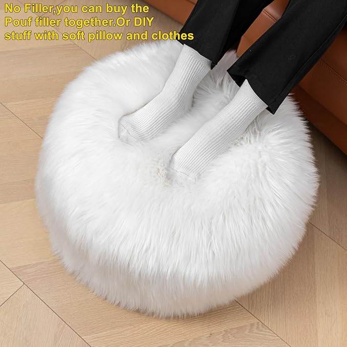 White Pouf Cover No Filler