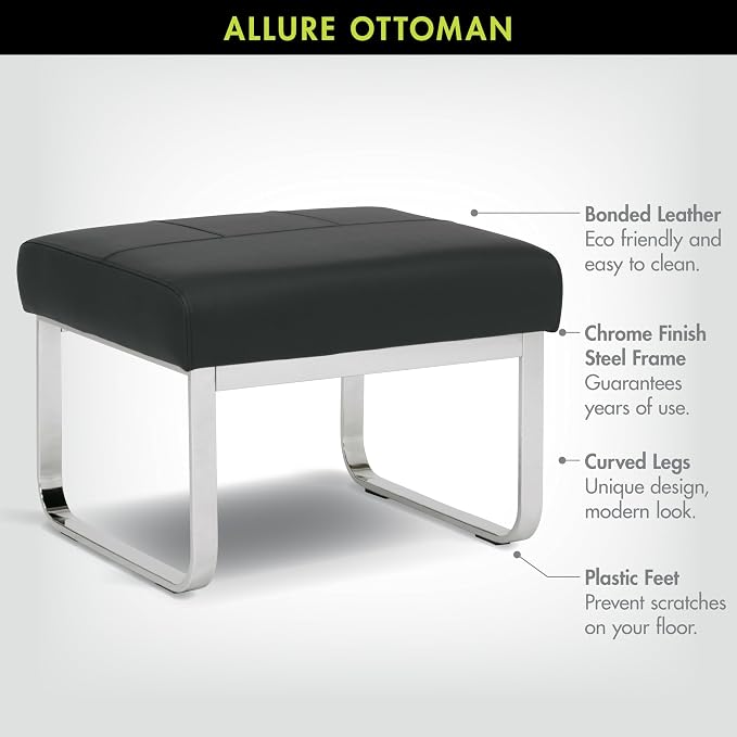Allure Ottoman, Chrome / Black