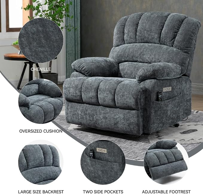 Blue-gray + Chenille + Fiber Foam and Polyester Fiber Pad