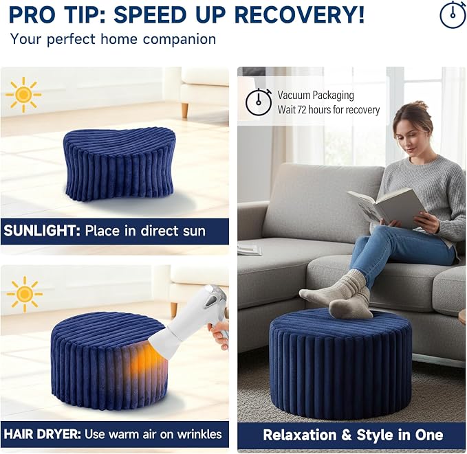 Striped Round Navy Blue
