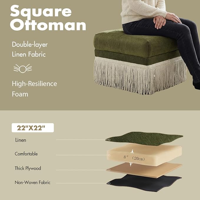 Green Ottoman-no Storage