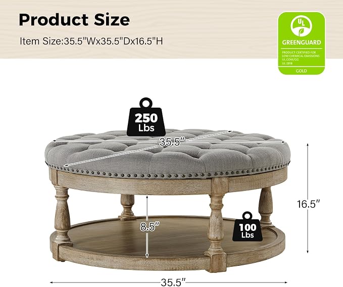 Round Fabric Grey
