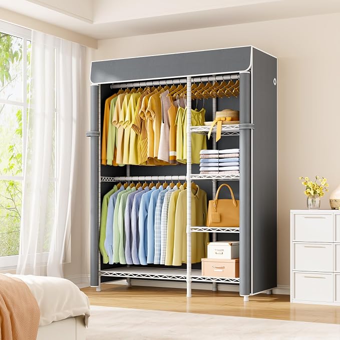 White Closet with Gray Cover