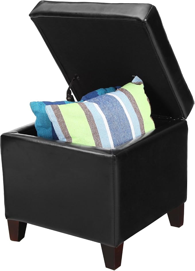 Leather Black With Wood Legs