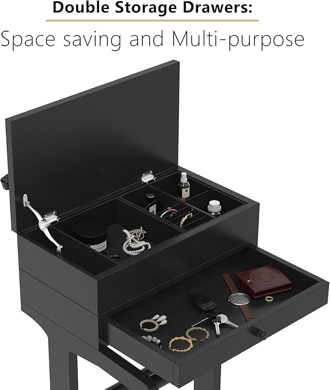 Black with Drawer & Flip Tray