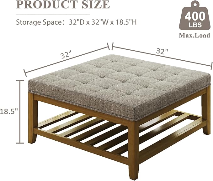 Gray Linen Coffee Table