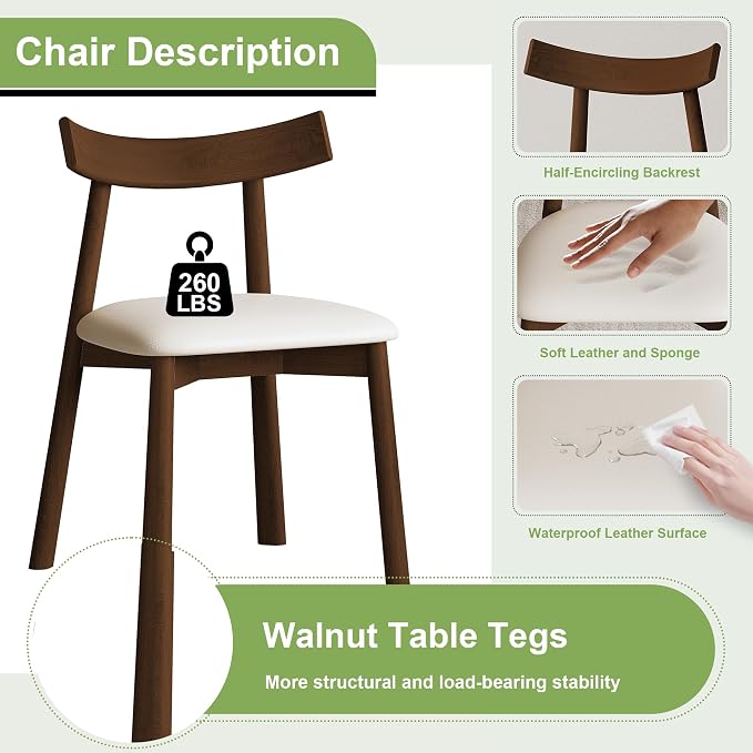 Walnut & 2 Solid Wood Chairs