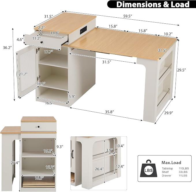 White + Natural Wood Grain Table + Particle Board+mdf