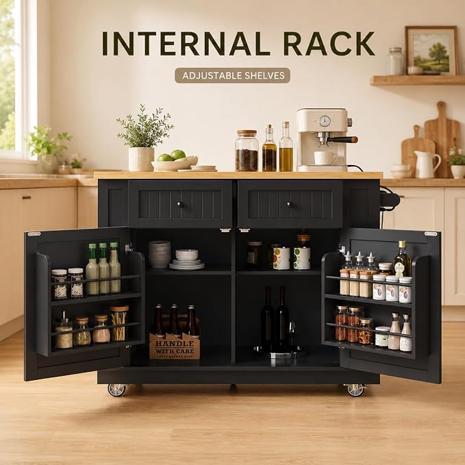 Island Set With 2 Bar Stools - Black (Three Packages)