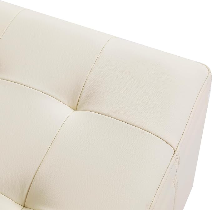 Leather Cream White With Solid Wood Legs