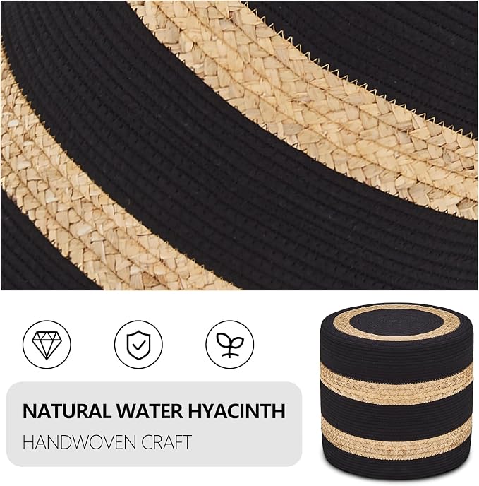 18inch Water Hyacinth Braid & Black Cotton Rope