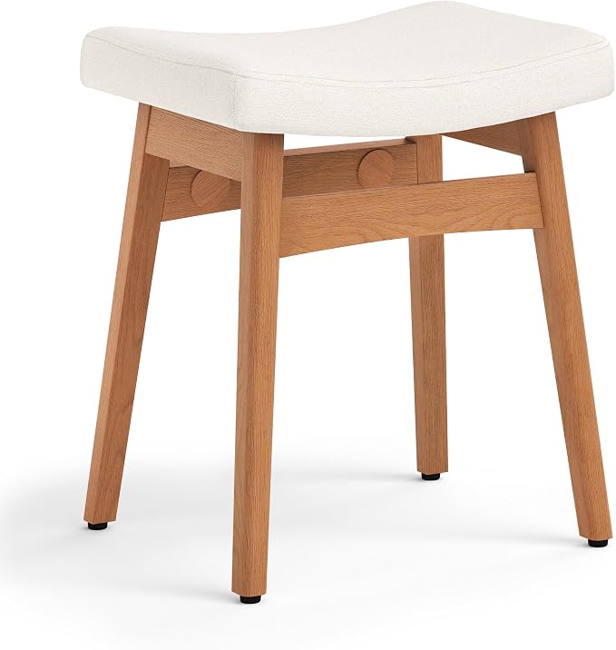 Beige Fabric With Wooden Color Leg