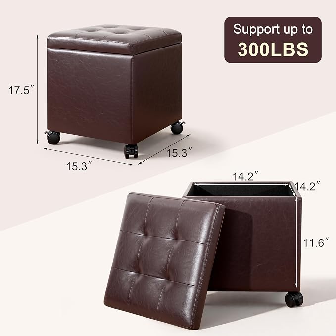 Faux Leather-reddish Brown With Wheels&tray