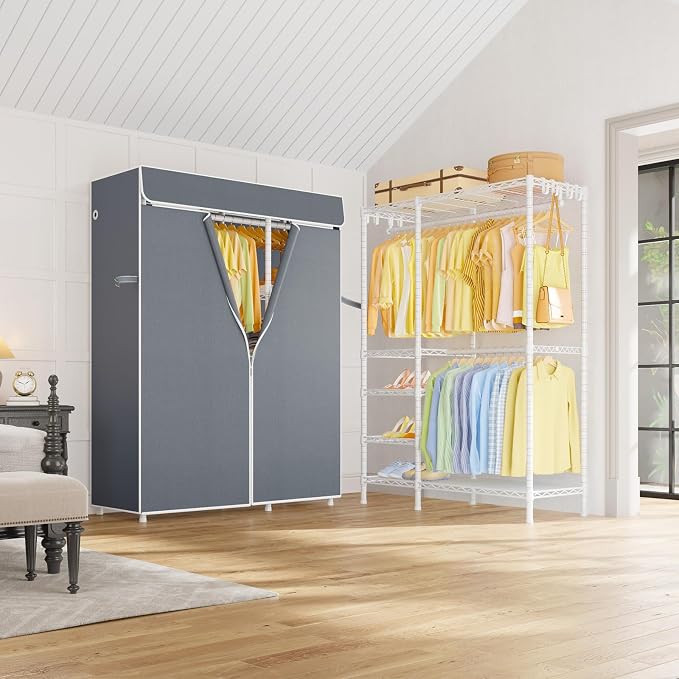 White Closet with Gray Cover