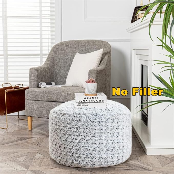 Snow Gray Pouf Cover No Filler