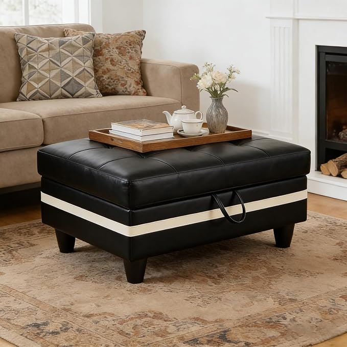 Black Stripe Leather