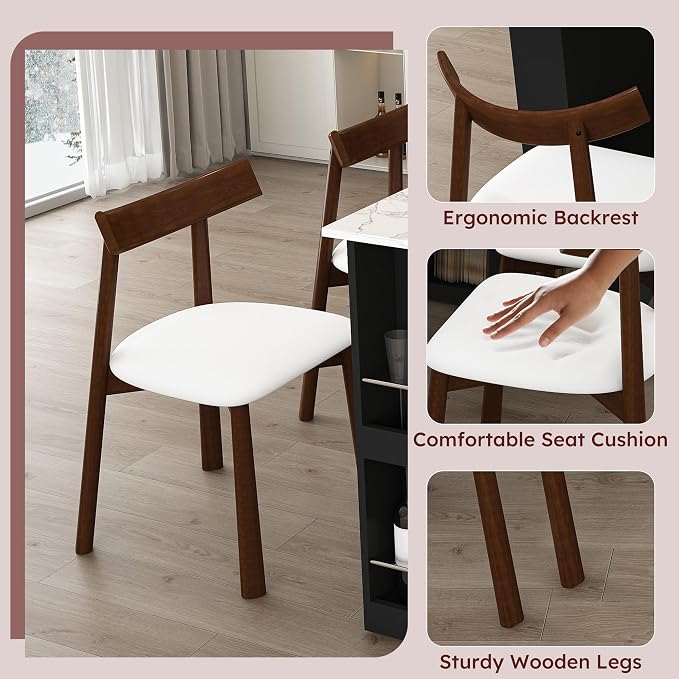Black & 2 Solid Wood Chairs