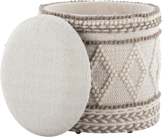 Beige Tufted Design Handwoven Wool