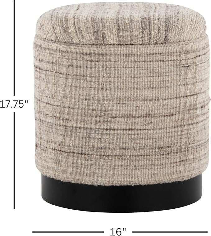 Cream Handwoven Wool, Black Metal
