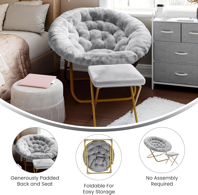 Gray Fabric/Soft Gold Frame