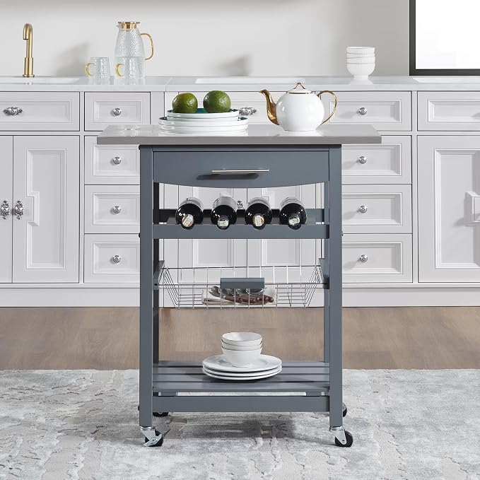 Grey+wood + Stainless Steel