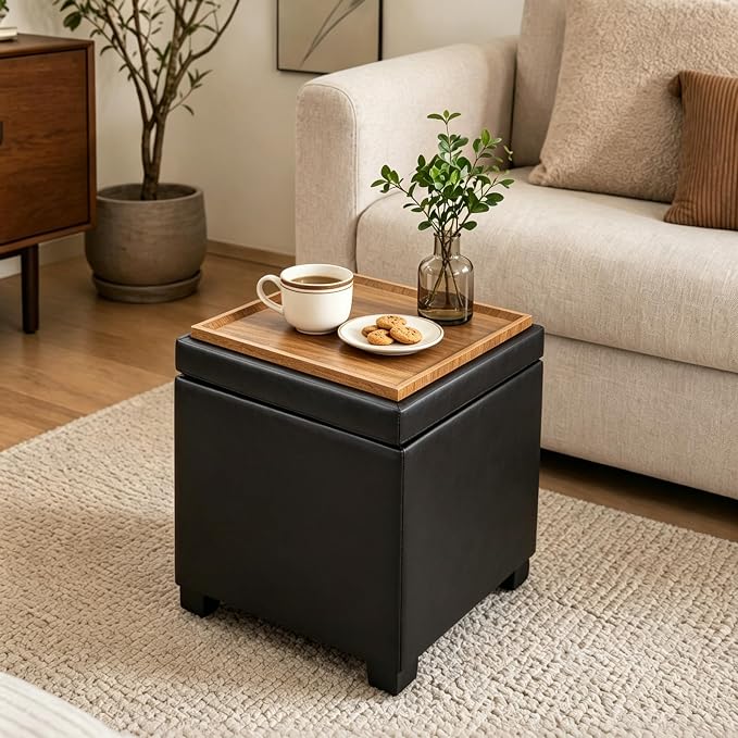Faux Leather -Black With Tray
