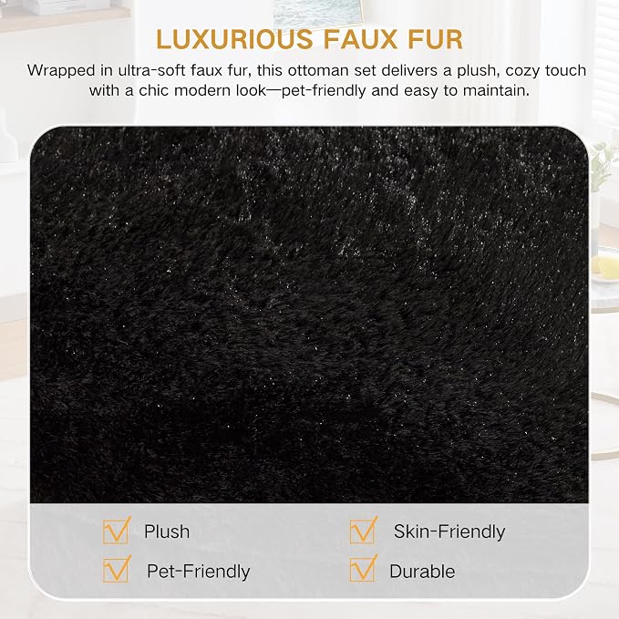2-piece Faux Fur Black