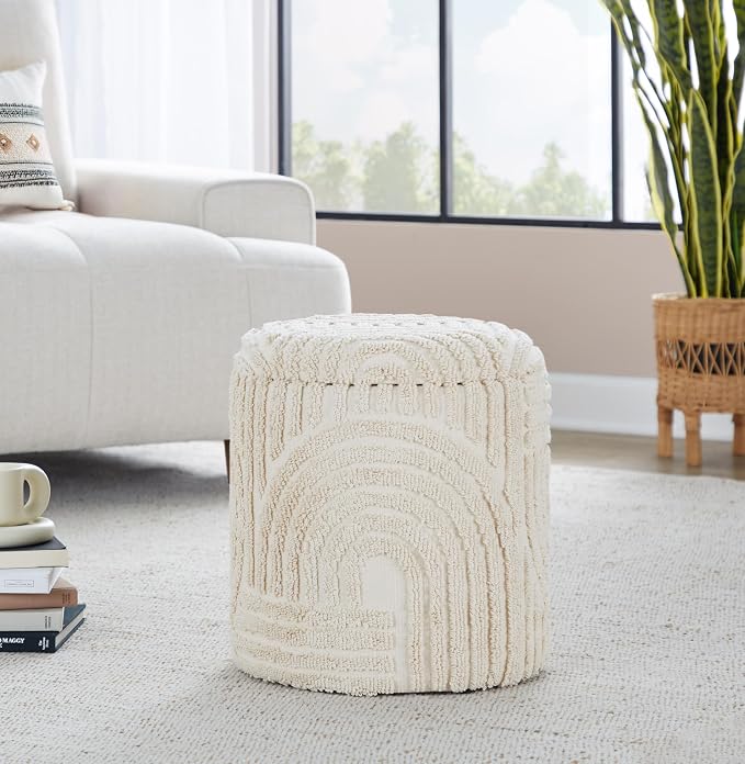 Beige High Piled Design Cotton