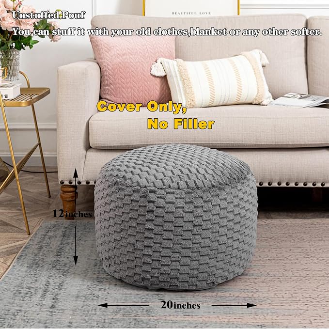 Gray Pouf Cover No Filler