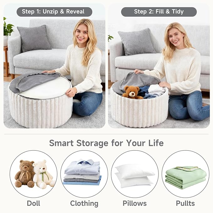 Striped Round Beige
